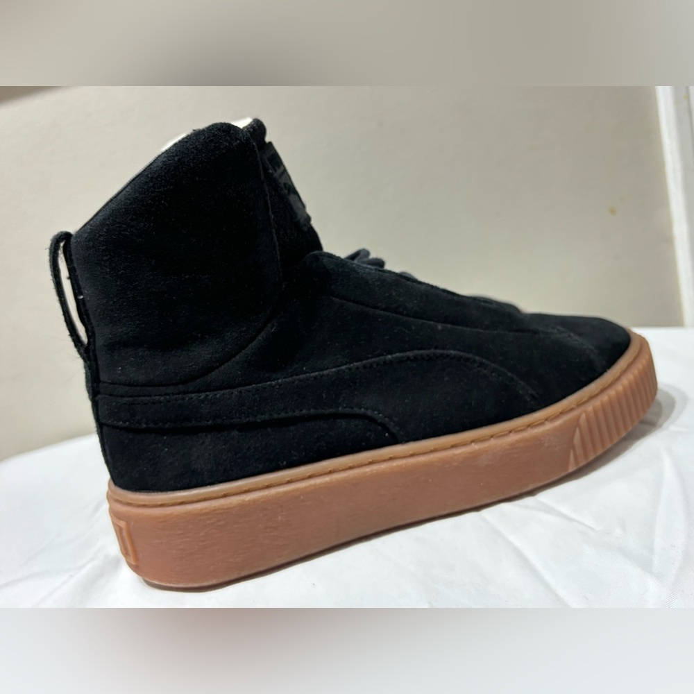 Puma Black Suede High-Top Sneakers with Brown Sole